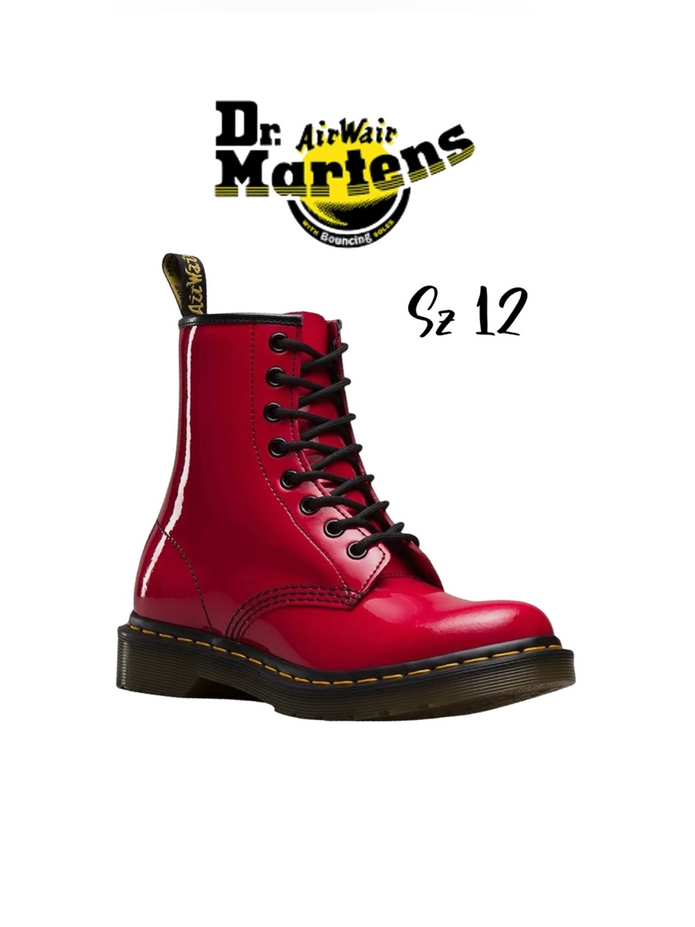Dr. Martens Kid's Delaney Cherry Red Patent Leather Boots – Size 12